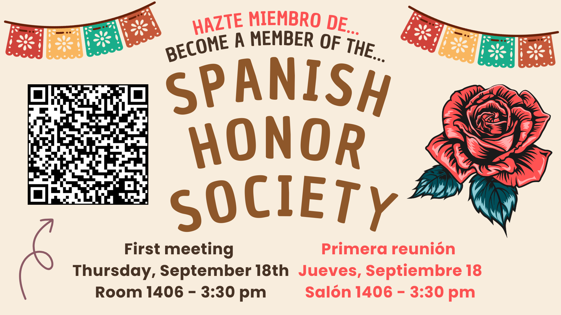Spanish Honor Society first meeting on Thursday 3:30